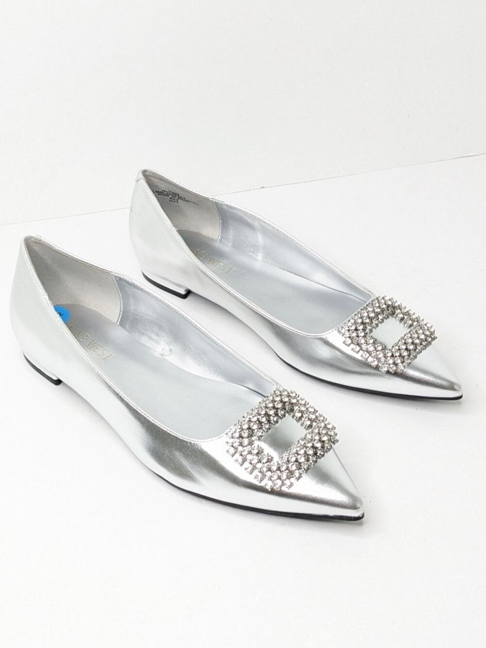 Nine West Junia Pointed Toe Flats, Silver, Women's 7.5